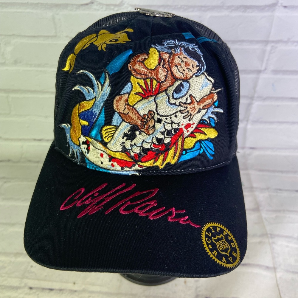 Cliff Raven Artwear Koi Fish Tattoo Embroidered Mesh Back Trucker Snapback Hat